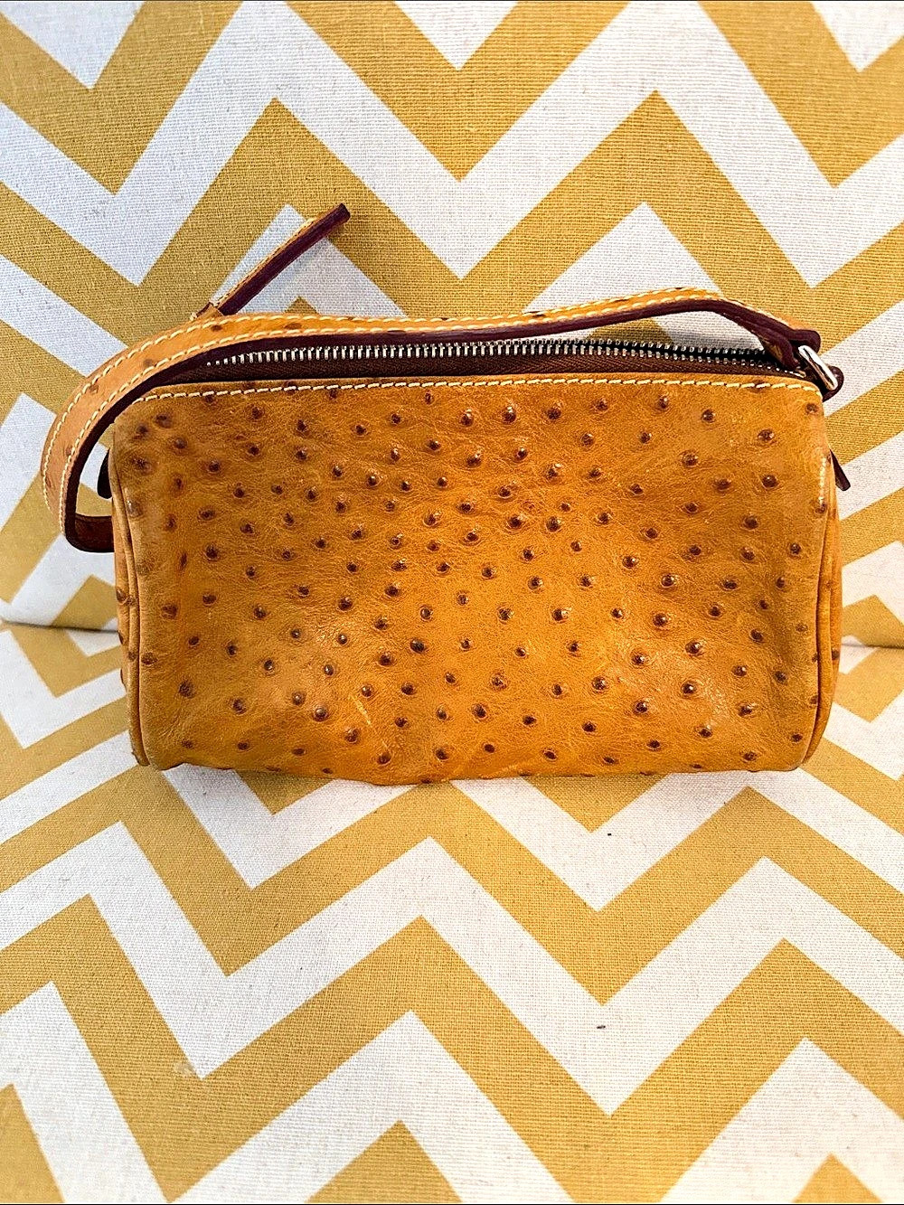 Dooney & Bourke Brown Ostrich-Embossed Crossbody Bag - Picture 3 of 8